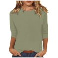 thumbnail image 1 of Oversized Tshirts for Women 3/4 Sleeve Casual Loose Fit Crew Neck Cute Solid Tunic Refreshing Breathable Resistant Daily Green T-Shirts Sizes M, 1 of 4