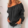 thumbnail image 1 of Oversized Tshirts for Women, Blouse off Shoulder Casual Sleeve T Shirt Shoulder Tops Size Summer Loose Ruffle Top, Black 3XL, 1 of 5