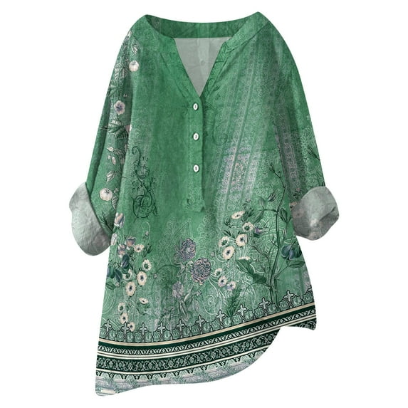 Oversized Tshirts for Women, Loose Button Shirt Top Stand Solid Color Medium Sleeve, Bronze L