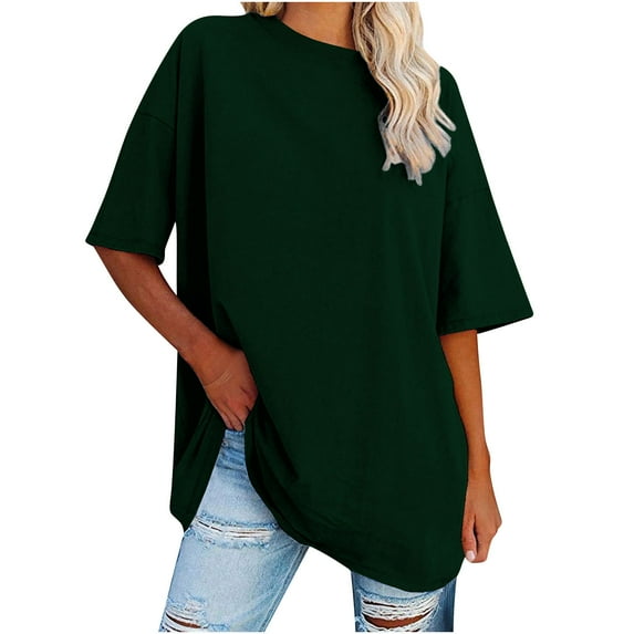 Oversized Tshirts for Women, Loose Fit Crew Neck Summer Baggy Tops Workout Tees Short Sleeve T Shirts