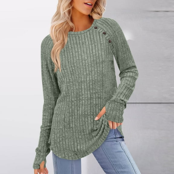 Oversized Tshirts for Women New Womens Sweaters Crewneck Long Sleeve Shirts Fall Tunic Loose Fitted Tops Winter Fashion Clothing Outfits Army Green S