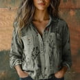 thumbnail image 1 of Oversized Tshirts for Women, Printed Fashion Button Down Long Sleeve Blouse, Gray 4XL, 1 of 4