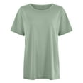 thumbnail image 1 of Oversized Tshirts for Women Round Neck Plus Size Short Sleeve Solid Color Tees Summer Tops for Women Light Green L, 1 of 5