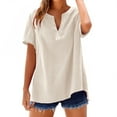 thumbnail image 1 of Oversized Tshirts for Women, Solid Color Loose Plus Size Long Cotton Dress Shirt, Beige M, 1 of 5