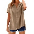 thumbnail image 1 of Oversized Tshirts for Women, Spring Summer Cotton V Neck Mid Sleeve T Shirt, Yellow M, 1 of 4