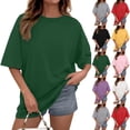 thumbnail image 1 of Oversized Tshirts for Women Summer Casual Short Sleeve Crew Neck Loose Fit Basic Tee Tops, #01 Dark Green, XXL, 1 of 6