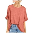 thumbnail image 1 of Savings Oversized Tshirts for Women Summer Casual Tee Crewneck Rolled Short Sleeve T Shirt Loose Workout Tops Plus Size (L, Orange), 1 of 7