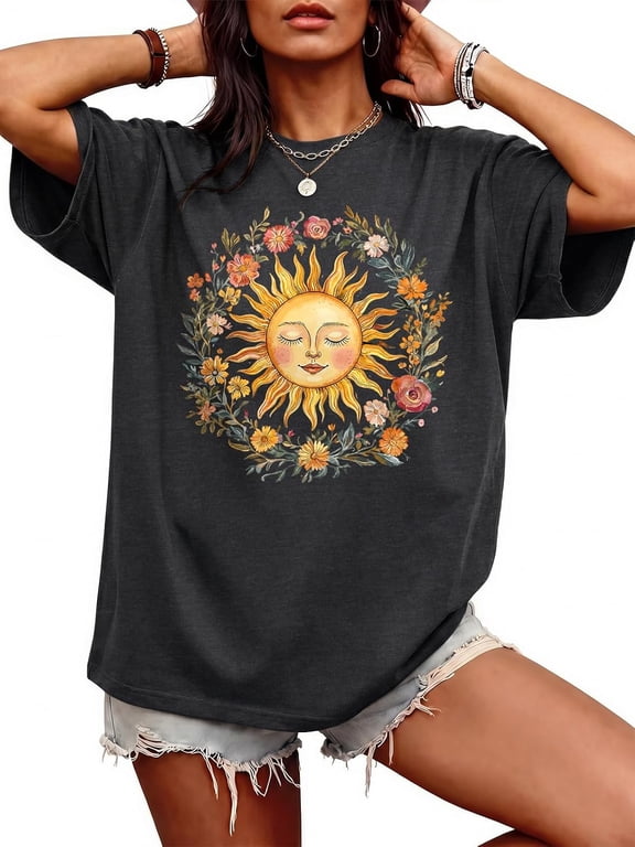 Oversized Tshirts for Women Summer Graphic Tees Casual Short Sleeve Loose Tops 2026