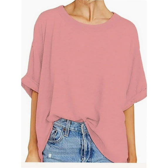 Oversized Tshirts for Women Summer Short Sleeve Casual Basic Tee Tops Loose Fit Shirts
