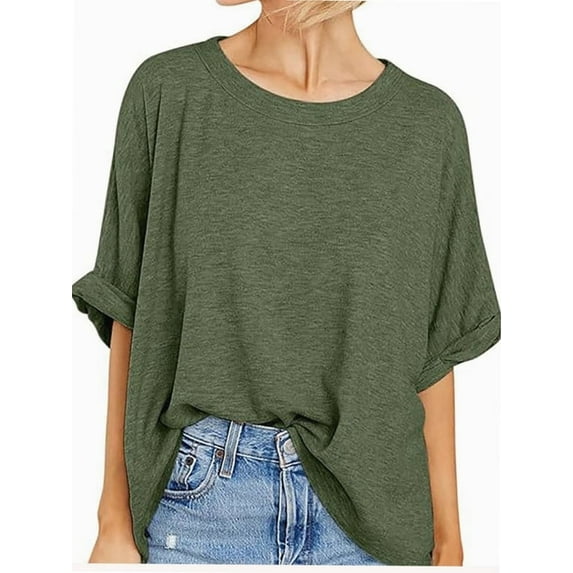 Oversized Tshirts for Women Summer Short Sleeve Casual Basic Tee Tops Loose Fit Shirts