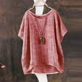 thumbnail image 1 of Oversized Tshirts for Women, Summer Short Sleeve Solid Linen Casual Top, Pink M, 1 of 4