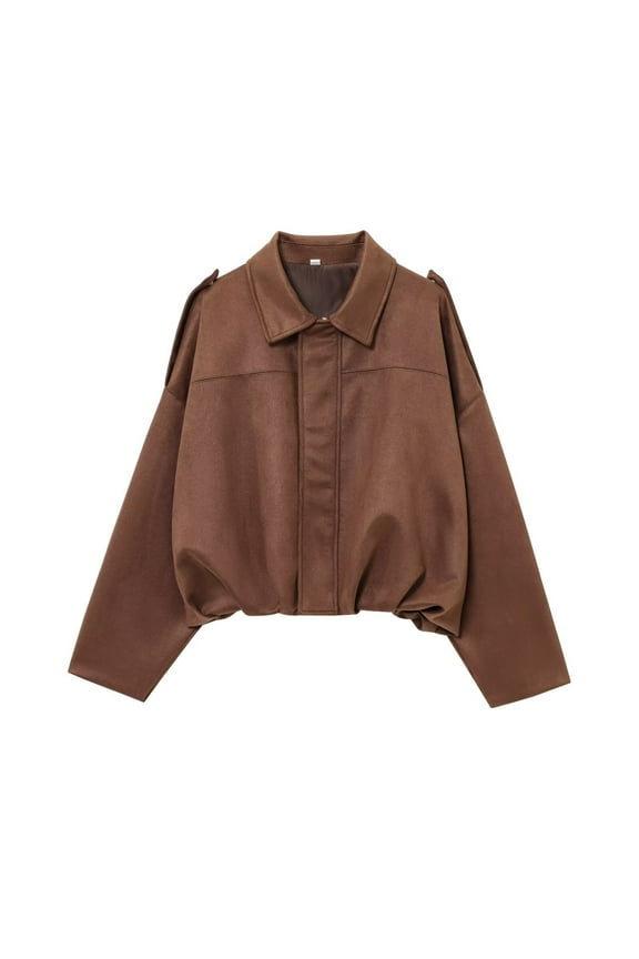 Oversized Tshirts for Women Women Suede Texture Effect Jackets With Shoulder Straps Soft Loose Coats Outerwear Tops