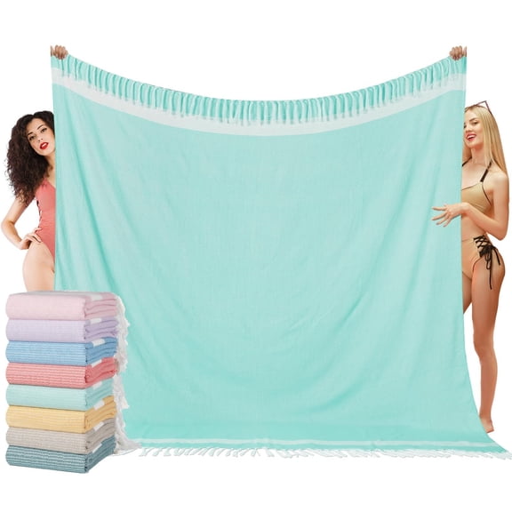 Oversized Turkish Beach Towel Blanket XXL Cotton Sandproof Towels Boho Woven Extra Large Big Sand Free Giant Throw Thick Blankets Huge Quilt XL Picnic Camping Necessities Cloud For Adult Gifts Beige