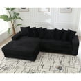 thumbnail image 1 of Oversized Two-Piece Couches, L Shaped Sofa, Corduroy, Left Chaise Daybed with Armrests, Eight Throw Pillows, Corner Sofa, Easy to Assemble (Black), 1 of 12