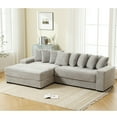 thumbnail image 1 of Oversized Two-Piece Couches, L Shaped Sofa, Corduroy, Left Chaise Daybed with Armrests, Eight Throw Pillows, Corner Sofa, Easy to Assemble (Gray), 1 of 12