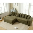 thumbnail image 1 of Oversized Two-Piece Couches, L Shaped Sofa, Corduroy, Left Chaise Daybed with Armrests, Eight Throw Pillows, Corner Sofa, Easy to Assemble (Green), 1 of 12