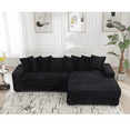 thumbnail image 1 of Oversized Two-Piece Couches, L Shaped Sofa, Corduroy, Right Chaise Daybed with Armrests, Eight Throw Pillows, Corner Sofa, Easy to Assemble (Black), 1 of 11