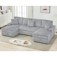thumbnail image 1 of Oversized U-Shaped Sectional Sleeper Sofa with Pull Out Bed, Dual Storage Chaise, 6 Seats, 3 Pillows, Fuzzy Plush,122 Inch,Gray, 1 of 8