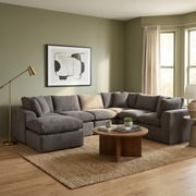 Oversized U-Shaped Sectional Sofa with Ottoman, 7-Seater Chenille Modular Sofa with Deep Seat, Cloud Sofa Boneless Couch for Living Room Apartment
