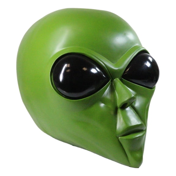 Oversized UFO Space Invader Martian Green ET Roswell Alien Head Skull Statue 18"