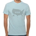 thumbnail image 1 of Oversized USA Map with Dots Graphic Design Ring Spun Combed Cotton Short Sleeve Deluxe Jersey T-Shirt - Blue Mist XL, 1 of 4