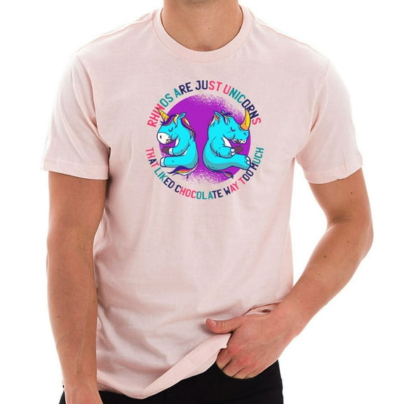Oversized Unicorns and Rhinos Phrase Graphic Design Short Sleeve Cotton Jersey T-Shirt - Pale Pink XL