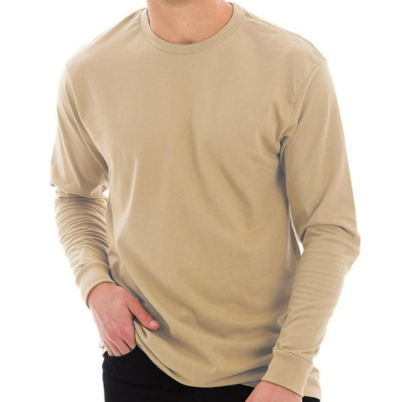 Oversized Unisex Lane Seven Ring Spun Cotton Premium Long Sleeve T-shirt - Mushroom XL