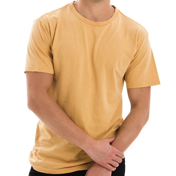 Oversized Unisex Lane Seven Ring Spun Cotton Vintage Short Sleeve Crewneck Tee Shirt - Vintage Mustard XL