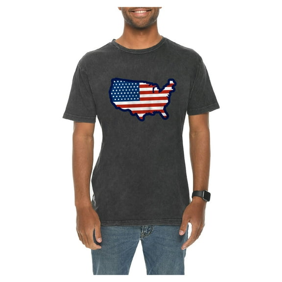 Oversized United States Map Flag Graphic Design Vintage Crewneck Tee - Vintage Black XL