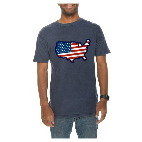 Oversized United States Map Flag Graphic Design Vintage Crewneck Tee - Vintage Denim 2XL