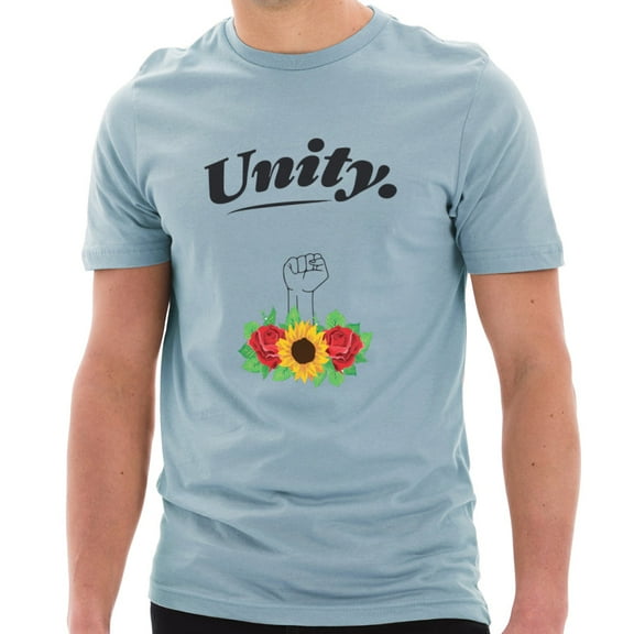 Oversized Unity Statement Cotton Short Sleeve Graphic Shirt - Blue Mist 3XL