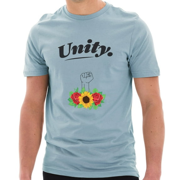 Oversized Unity Statement Cotton Short Sleeve Graphic Shirt - Blue Mist 3XL