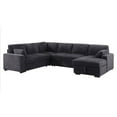 thumbnail image 1 of Oversized Upholstered Corduroy Sleeper Sectional Sofa With Storage Chaise, 1 of 8