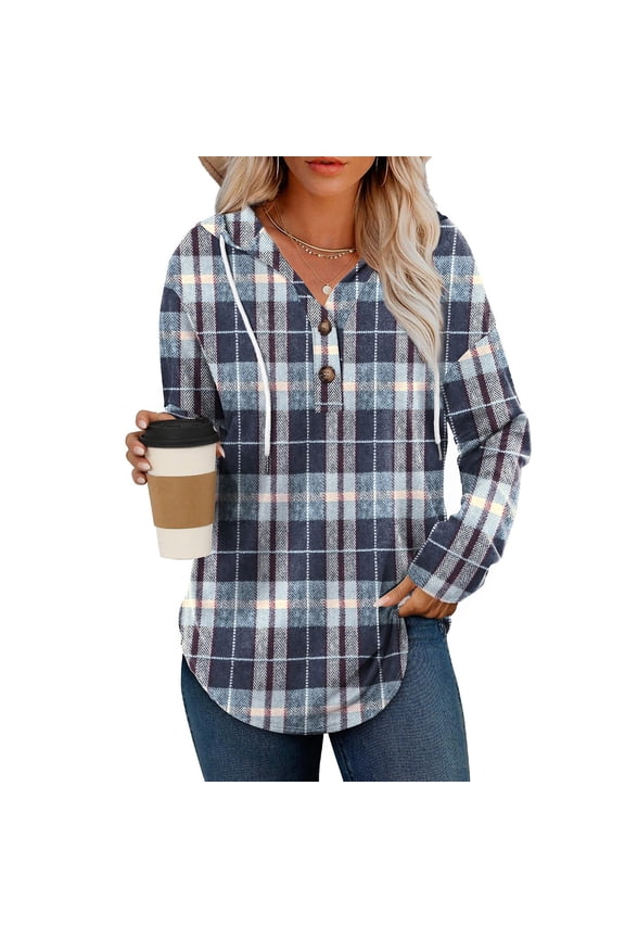 Oversized V Neck Hoodies for Women, Loose Button down Pullover Sweatshirts, Casual Long Sleeve Shirts Fall Tops