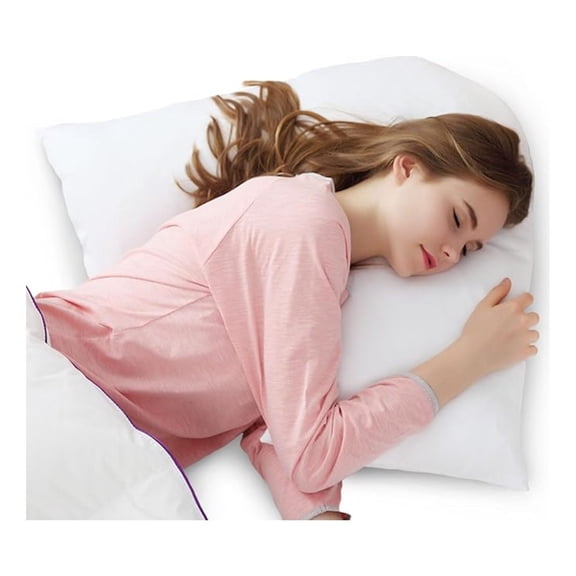 Oversized V-Shaped Pillow for Side , L-Shaped for Neck and Shoulder Support, Curved Body Pillow with Removable Pillowcase