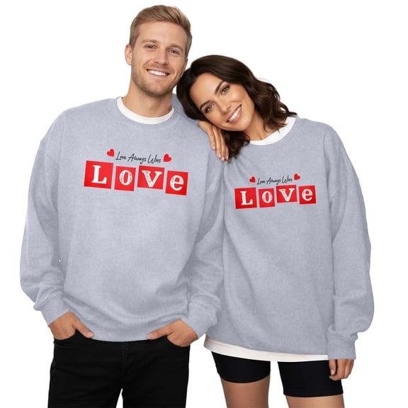 Oversized Valentine Graphic Sweatshirt for Women Heart Shirts Couple's Printed Crew Neck Hoodless Men Lightweight Pullover Tops