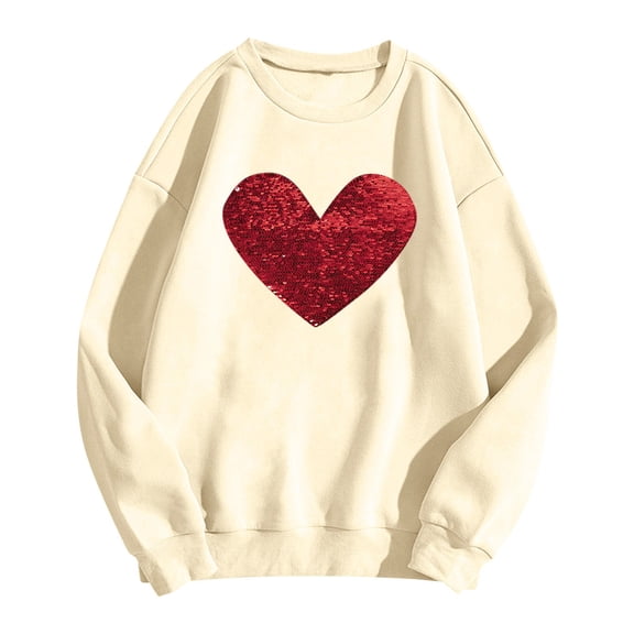 Oversized Valentine's Day Sweatshirts for Women Love Heart Shirts Print Long Sleeve Casual Crew Neck Lightweight Outfits Fall 2026