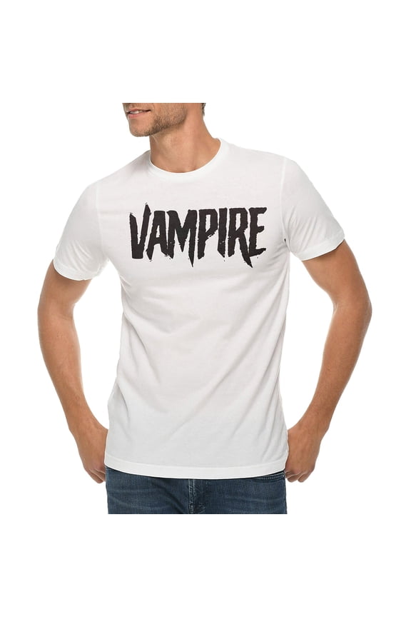 Oversized Vampire Graphic Design Deluxe Jersey T-Shirt - White XL