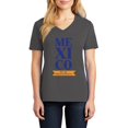 thumbnail image 1 of Oversized Vertical Mexico Independence Graphic Design Ladies V-Neck - Charcoal XL, 1 of 2