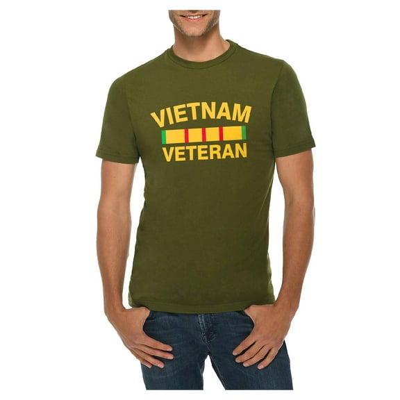 Oversized Vietnam Veteran Stripe Graphic Design Deluxe Jersey T-Shirt - Army Green 3XL