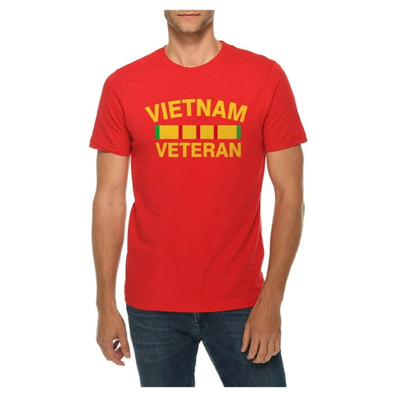 Oversized Vietnam Veteran Stripe Graphic Design Deluxe Jersey T-Shirt - Red 2XL