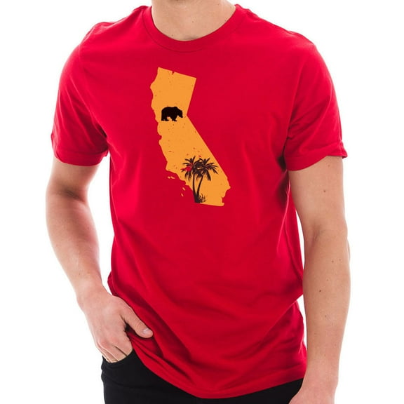 Oversized Vintage California Bear Graphic Design Short Sleeve Cotton Jersey T-Shirt - Red XL