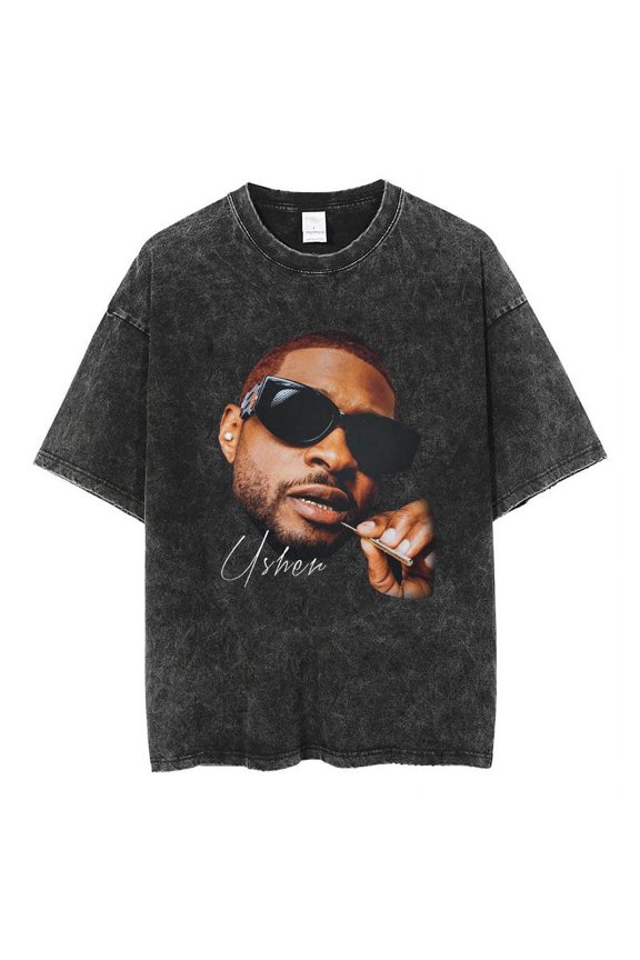 Oversized Vintage Distressed Streetwear T-Shirt - Unisex Soft Cotton Inspired by Usher Past Resent Future