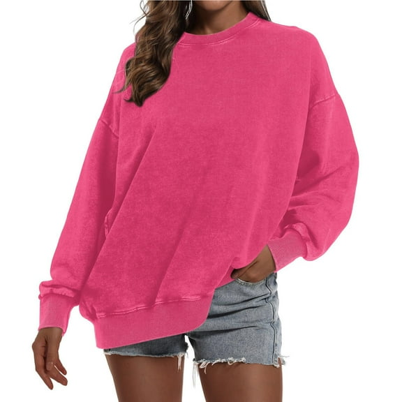 Oversized Vintage Hoodie For Women Loose Fit Baggy Hooded Sweatshirt Trendy Basic Wash Pullover Top Fashion Tops Women Ladies Outfits Knit T Shirt Ladies Track Jacket Jackets Women Sweatshirts for
