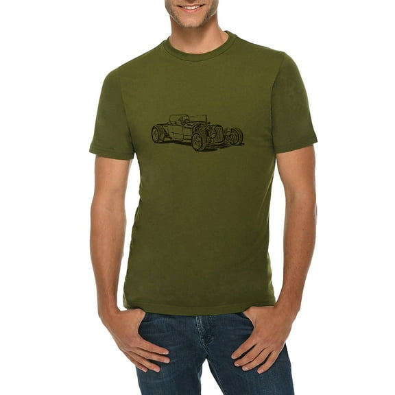 Oversized Vintage Rod Graphic Design Deluxe Jersey T-Shirt - Army Green XL