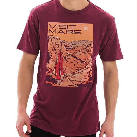Oversized Visit Mars Graphic Design Unisex Lane Seven Ring Spun Cotton Vintage Short Sleeve Crewneck Tee Shirt - Vintage Brick XL