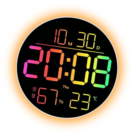 CEORPER Color Changing Wall Clock With Large LED Display For Living Room Bedroom Office