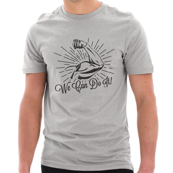 Oversized We Can Do It Unisex Ring Spun Combed Cotton Short Sleeve Deluxe Jersey T-Shirt - Heather Grey XL
