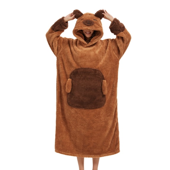 Oversized Wearable Animal Blanket Hoodie Cute Cozy Long Robe for Women and Men Perfect for Staying Warm and Comfortable at Home Ideal Gift for Animal Lovers and Cold Weather Relaxation