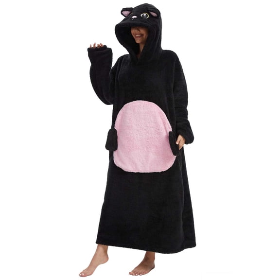 Oversized Wearable Animal Blanket Hoodie Cute Cozy Long Robe for Women and Men Perfect for Staying Warm and Comfortable at Home Ideal Gift for Animal Lovers and Cold Weather Relaxation